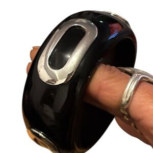 Vintage Black and Silver Bangle Bracelet